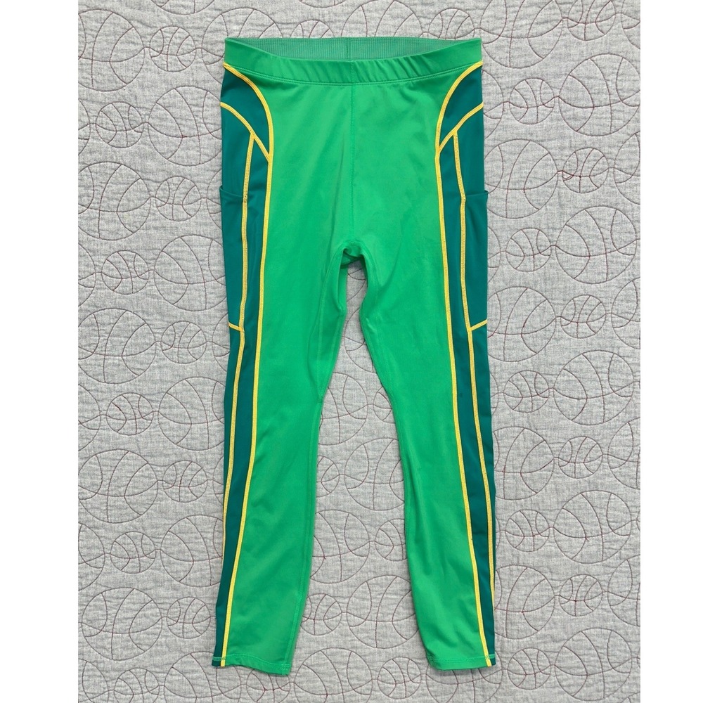 Fabletics Motion365+ Leggings Green Colorblock Pockets / Women's Small‎